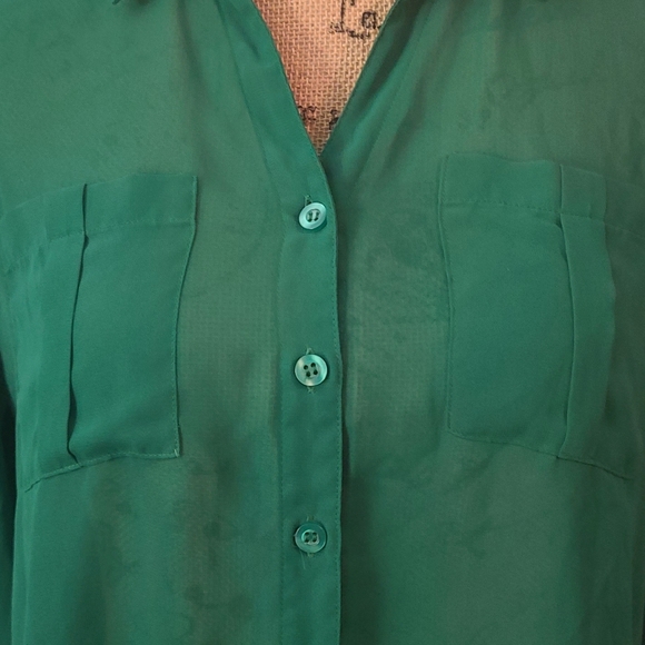Sheer Emerald Green Blouse see through Brand Mine and Size Small. - Picture 3 of 11